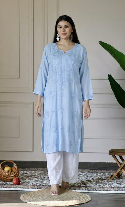 Blue Handcrafted Chikankari Kurta Set