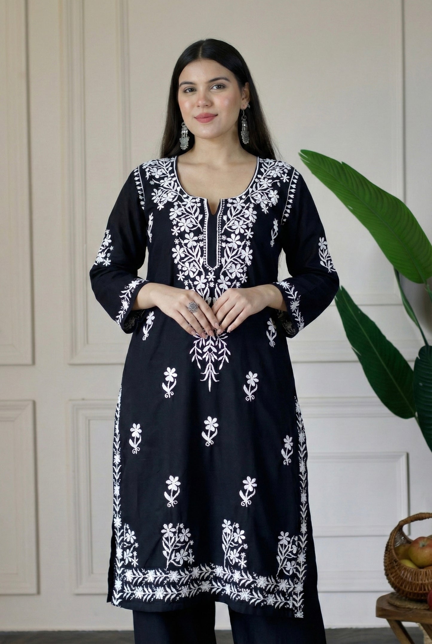 Black Chikankari Kurta Set