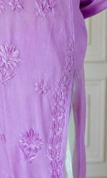Lavender Handcrafted Chikankari Kurta Set