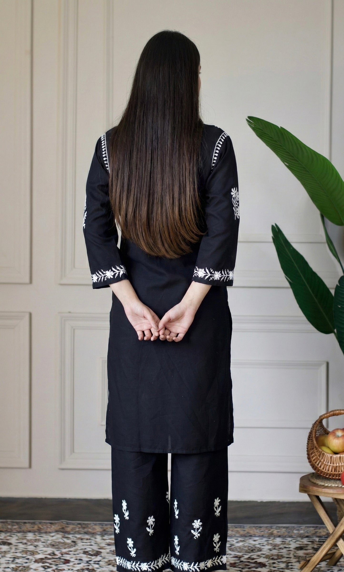 Black Chikankari Kurta Set