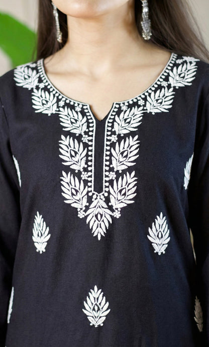 Black Chikankari Short Kurti