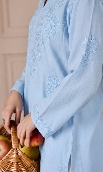 Blue Handcrafted Chikankari Kurta Set