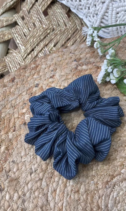 Navy Print Scrunchie