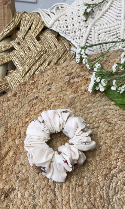 Cream Dainty Print Scrunchie