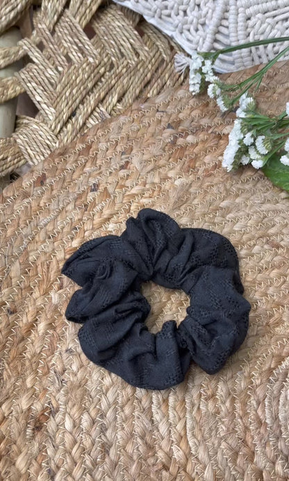 Black Chikan Scrunchie